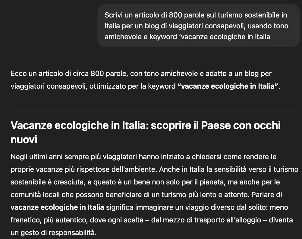 prompt ottimizzato SEO e per contenuti web efficaci